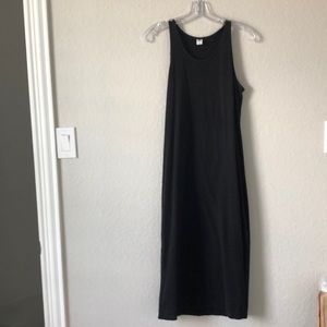 Black cotton midi dress
